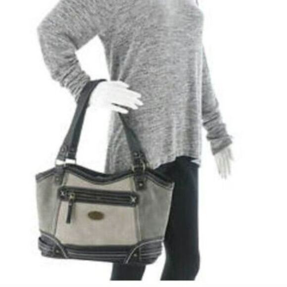 BOC Gray Dove & Black Cronton Exclusive Tote Bag Purse Handbag - Picture 5 of 5